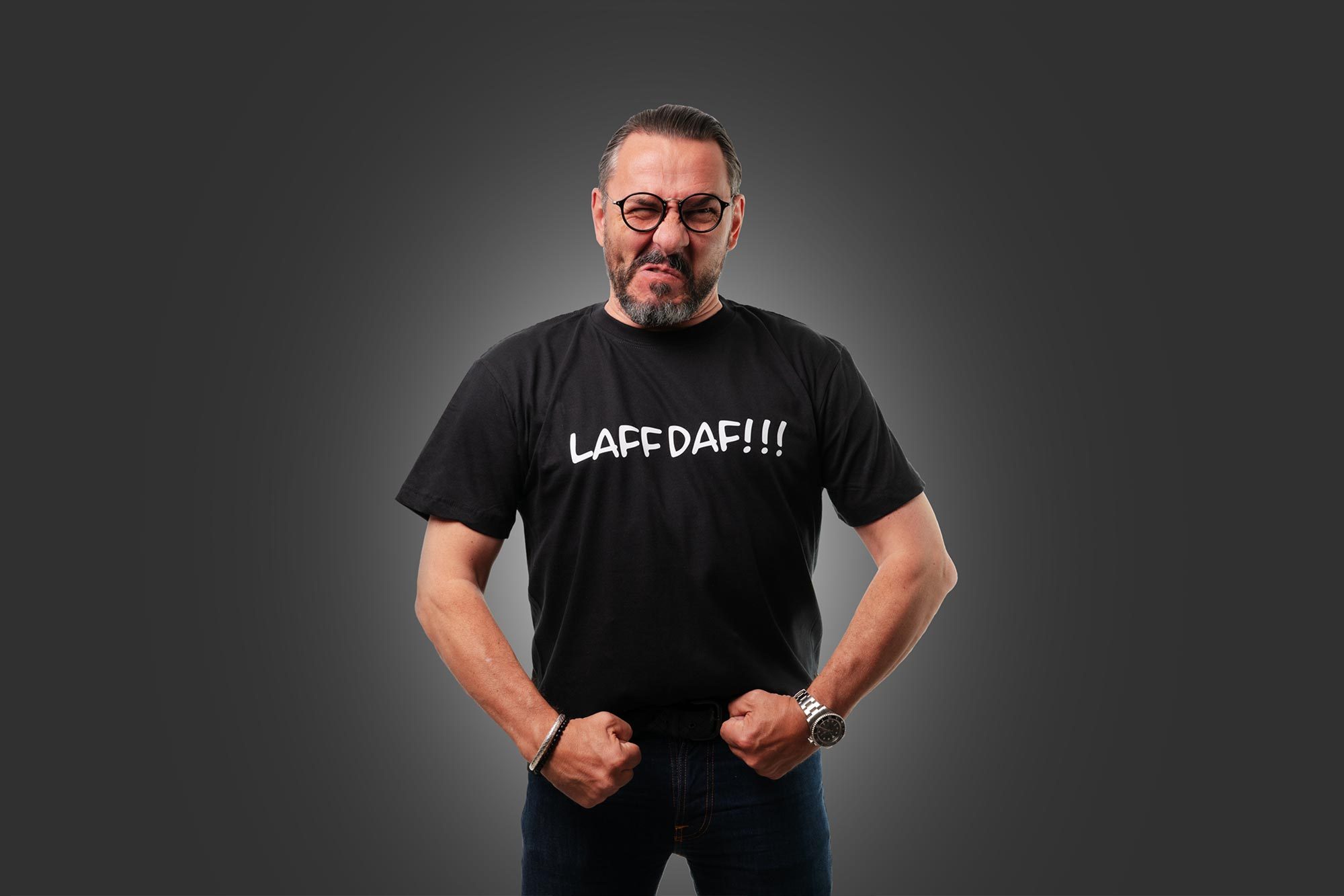 T-shirt mit dem Aufdruck "Laff daf"